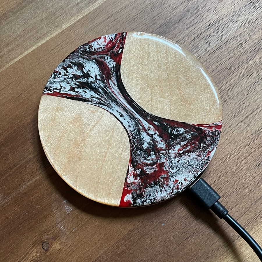 Wood and Resin Black Cherry Maple - Cell Phone Charging Pad