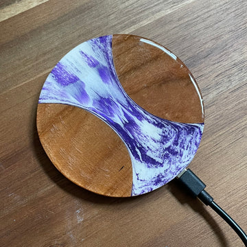 Wood and Resin Lavender Cherry Maple - Cell Phone Charging Pad