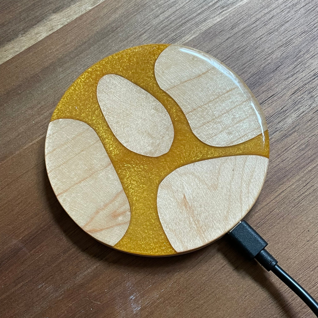 Wood and Resin Butterscotch Maple - Cell Phone Charging Pad