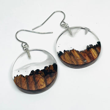 Wood and Resin Canyon Ash Coins - Earrings