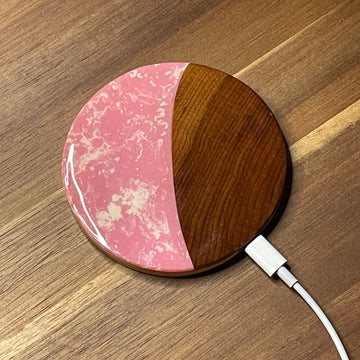 Wood and Resin Pink Maple - Cell Phone Charging Pad