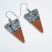 Wood and Resin Black & White Buckthorn Isosceles - Earrings