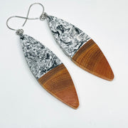 Wood and Resin Black & White Buckthorn Large Slivers - Earrings