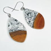 Wood and Resin Black & White Buckthorn Pods - Earrings