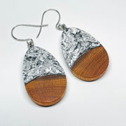 Wood and Resin Black & White Buckthorn Teardrops - Earrings