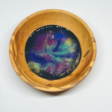 Wood and Resin Small Galactic Swirl Ring Bowl