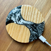 Wood and Resin Black & White Ash - Wireless Phone Charger