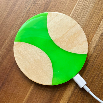 Wood and Resin GITD Green Maple - Wireless Phone Charger