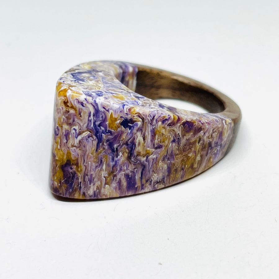 Wood and Resin Purple & Gold Walnut - Ring