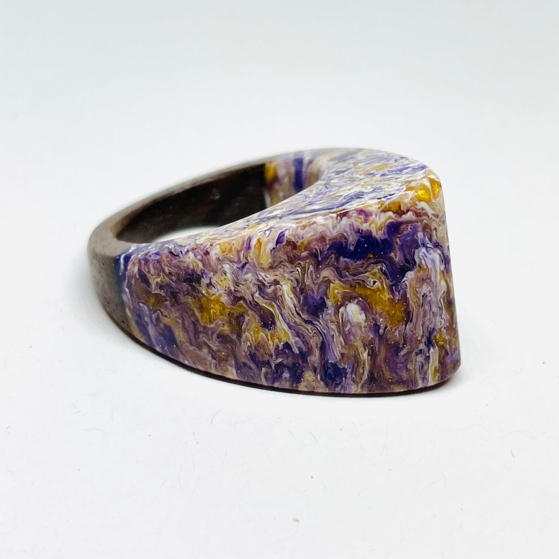 Wood and Resin Purple & Gold Walnut - Ring