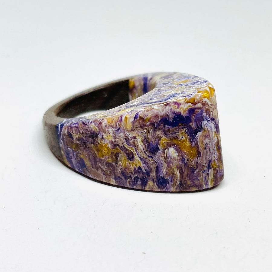 Wood and Resin Purple & Gold Walnut - Ring