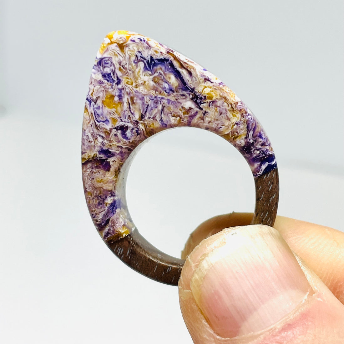 Wood and Resin Purple & Gold Walnut - Ring