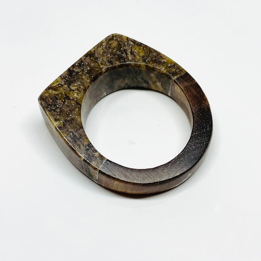 Wood and Resin Bronze & Gold Walnut - Ring
