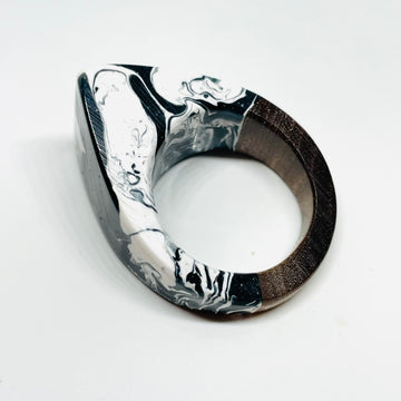 Wood and Resin Black & White Walnut - Ring