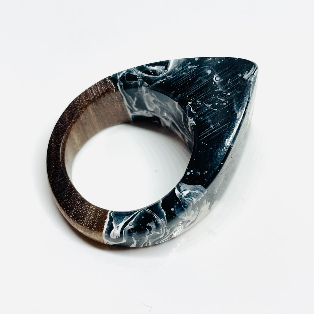 Wood and Resin Black & White Walnut - Ring