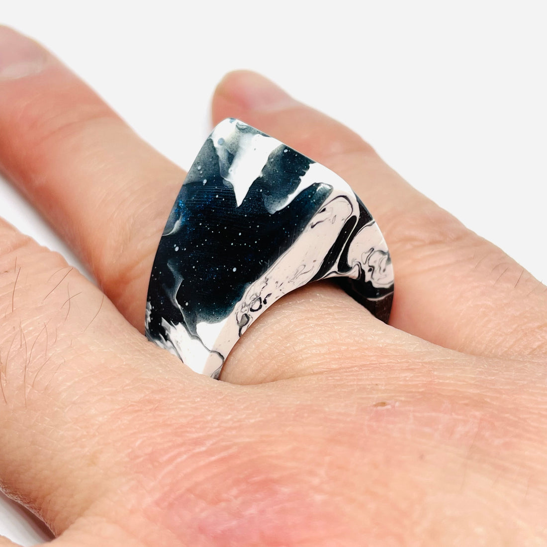 Wood and Resin Black & White Walnut - Ring
