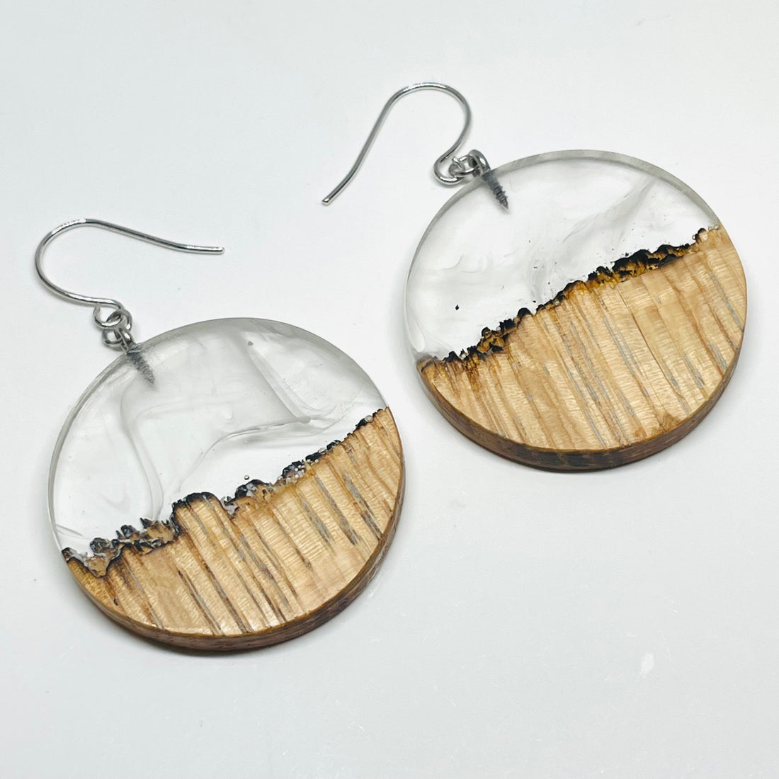 Wood and Resin Canyon Ash Plates - Earrings
