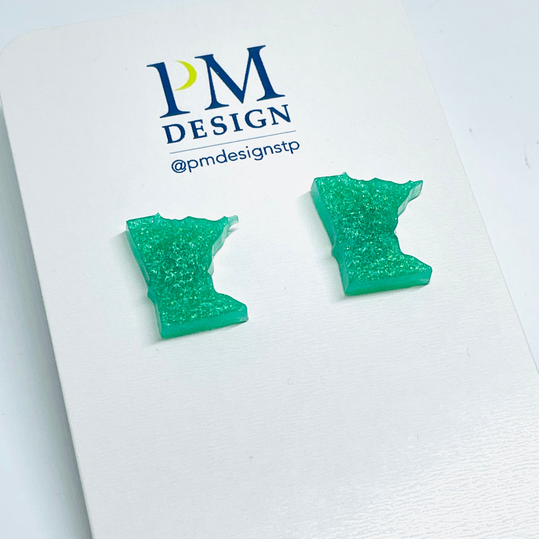 Tiny Minnesota shaped stud/post earrings - seafoam green resin