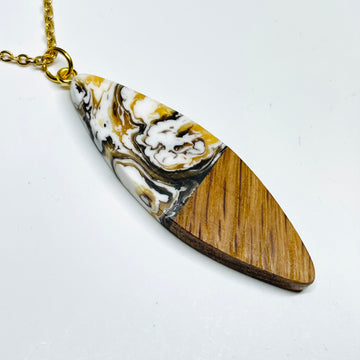 Wood and Resin Gold & Bronze Ash Large Sliver - Pendant/Necklace