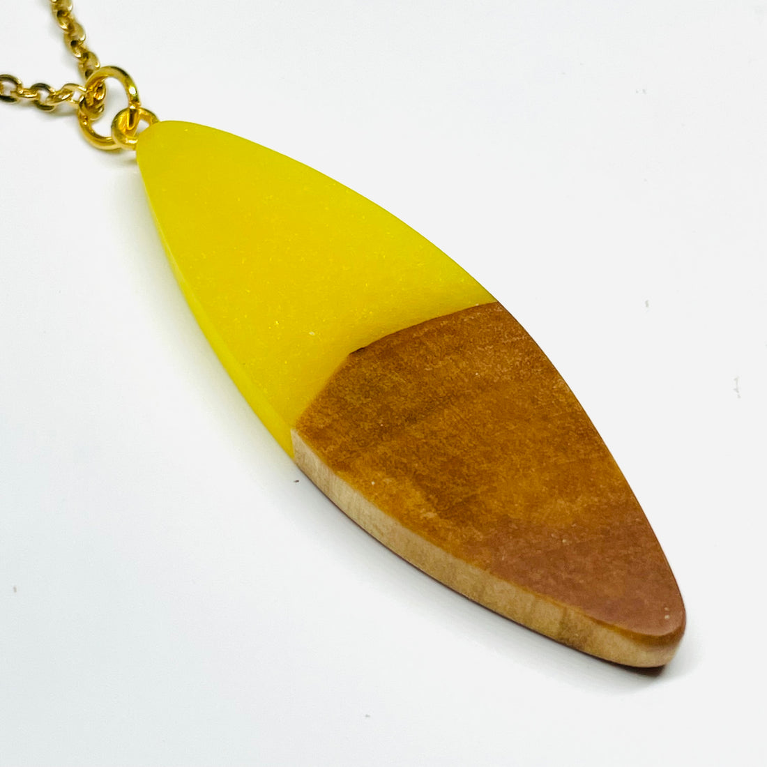 Wood and Resin Lemon Drop Maple Large Sliver - Pendant/Necklace (Copy)