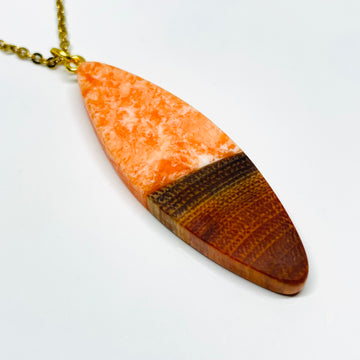 Wood and Resin orange Creamsicle Buckthorn Large Sliver - Pendant/Necklace