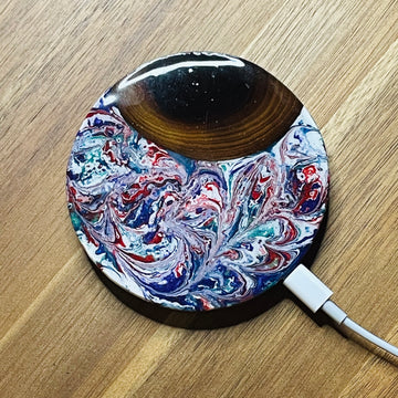 Wood and Resin Confetti Swirl Walnut - Cell Phone Charging Pad