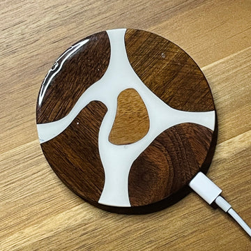 Wood and Resin White Walnut - Wireless Phone Charger