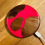 Wood and Resin GITD Magenta Walnut - Wireless Phone Charger