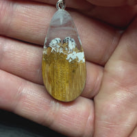 Wood and Resin Mountain Blizzard Ash Long Drop - Pendant/Necklace