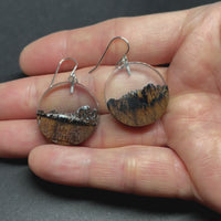 Wood and Resin Clear Sky Canyon Walnut Coins - Earrings