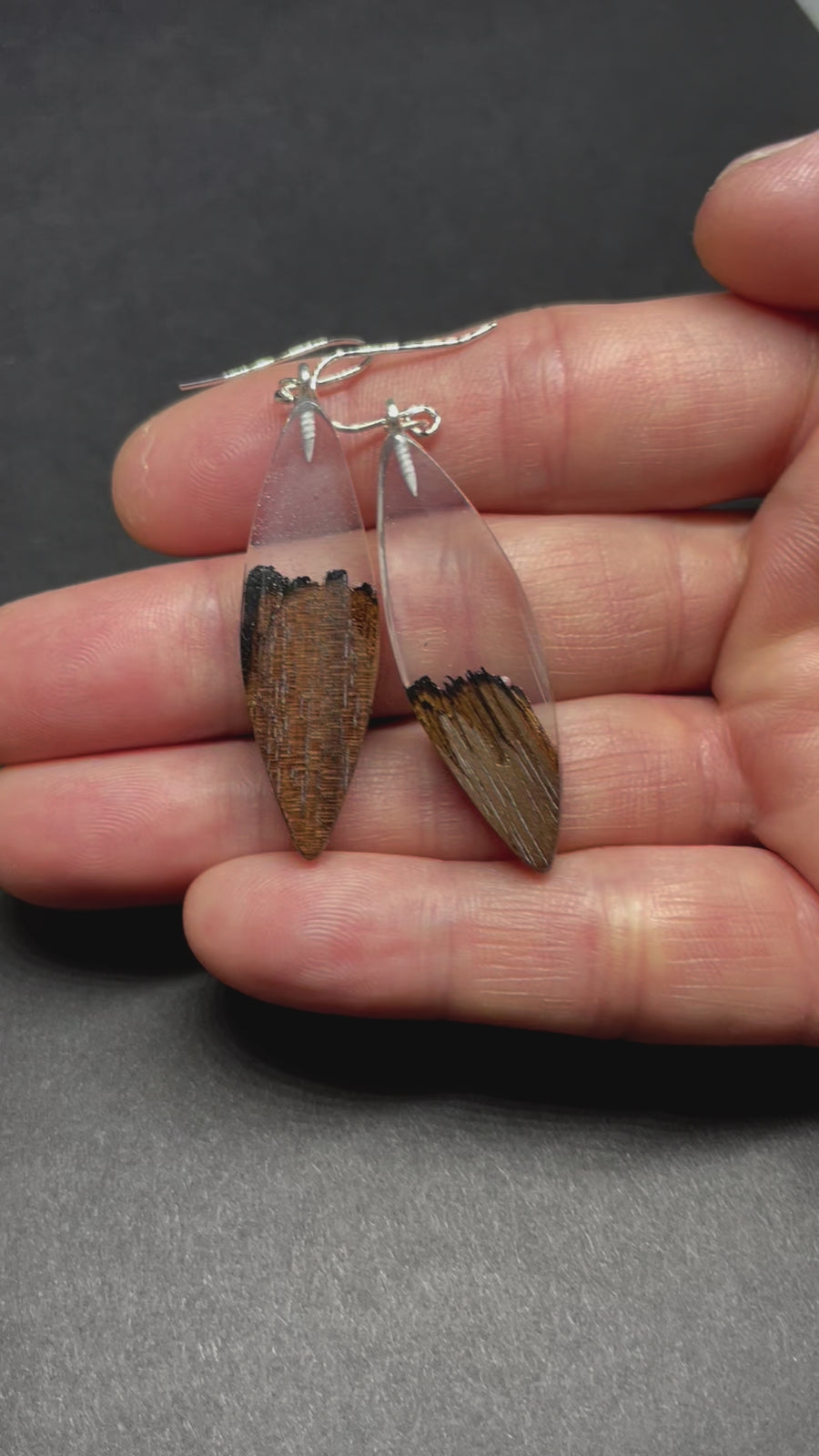 Wood and Resin Clear Sky Canyon WalnutSlivers - Earrings