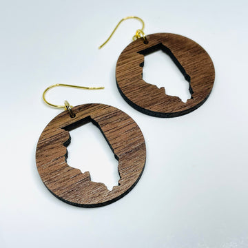 Wood Laser Cut Illinois Walnut - Earrings