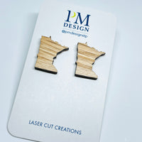 Wood Laser Cut Minnesota Red Oak Stud/Posts - Earrings