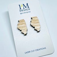 Wood Laser Cut Illinois Red Oak Stud/Posts - Earrings