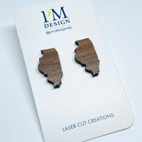 Wood Laser Cut Illinois Walnut Stud/Posts - Earrings