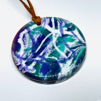 handmade jewelry, Minnesota local wood and resin artist. purple, green and white, 90's themed Christmas, holiday ornament
