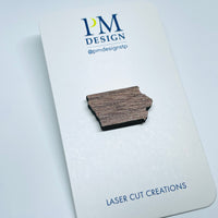 Wood Laser Cut Iowa Walnut - Lapel Pin