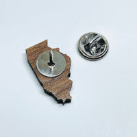 Laser Cut Illinois Walnut - Lapel Pin