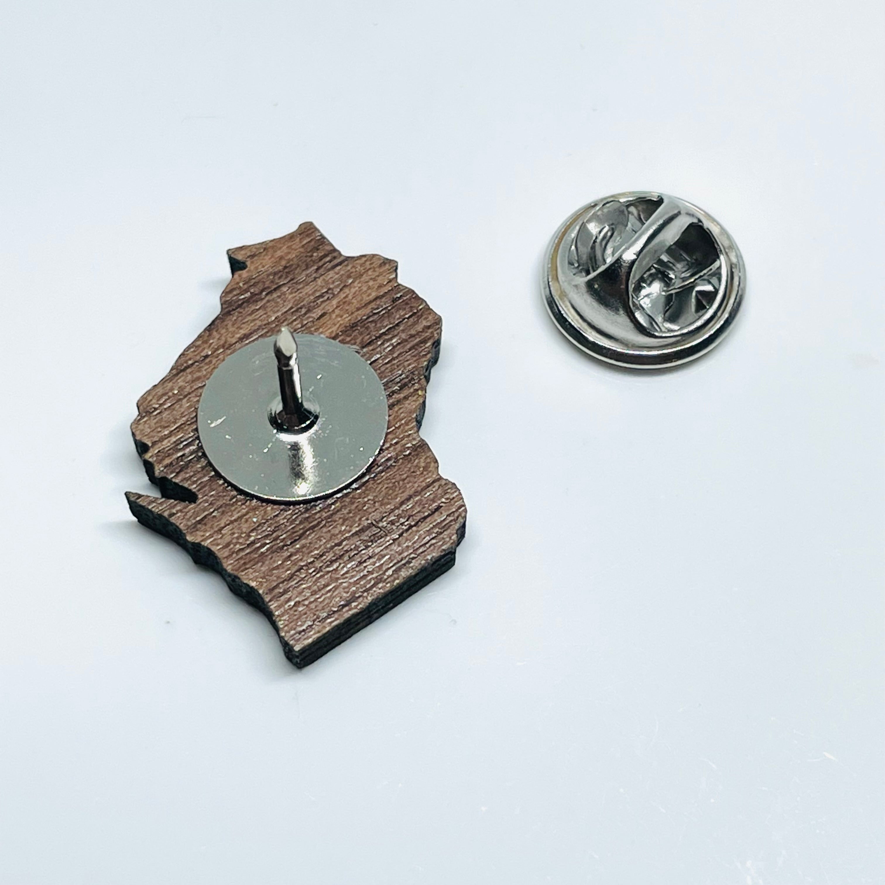 Wisconsin Forward Pin Wood Laser Cut Wisconsin Walnut - Lapel Pin – pmdesignstp